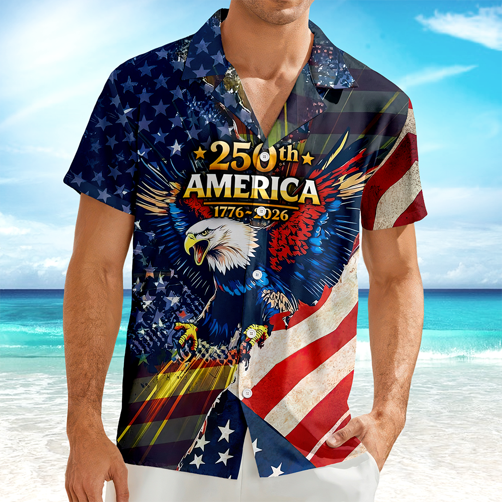 Patriotic 250th America 1776-2026 Eagle Hawaii Shirt America 250 Merchandise Patriotic Gifts For Him – Moonbestprint