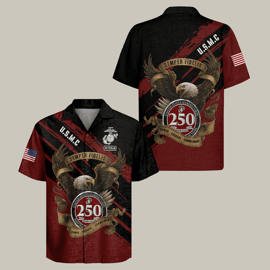 Eagle US Marines 250th Anniversary Hawaiian Shirt Semper Fidelis Shirt Marine Corps Present – Moonbestprint