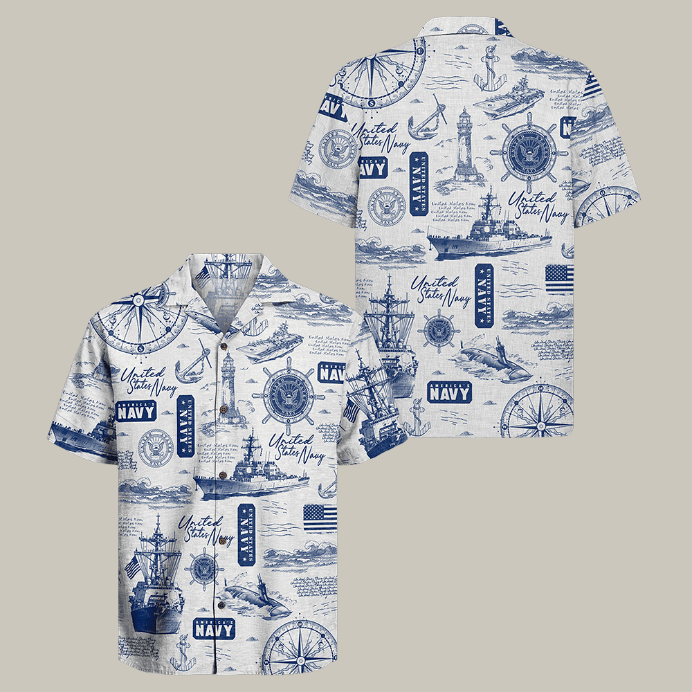 US Navy 250th Years Of Service Hawaiian Shirt Forged By The Sea Shirt Navy Veteran Present – Moonbestprint