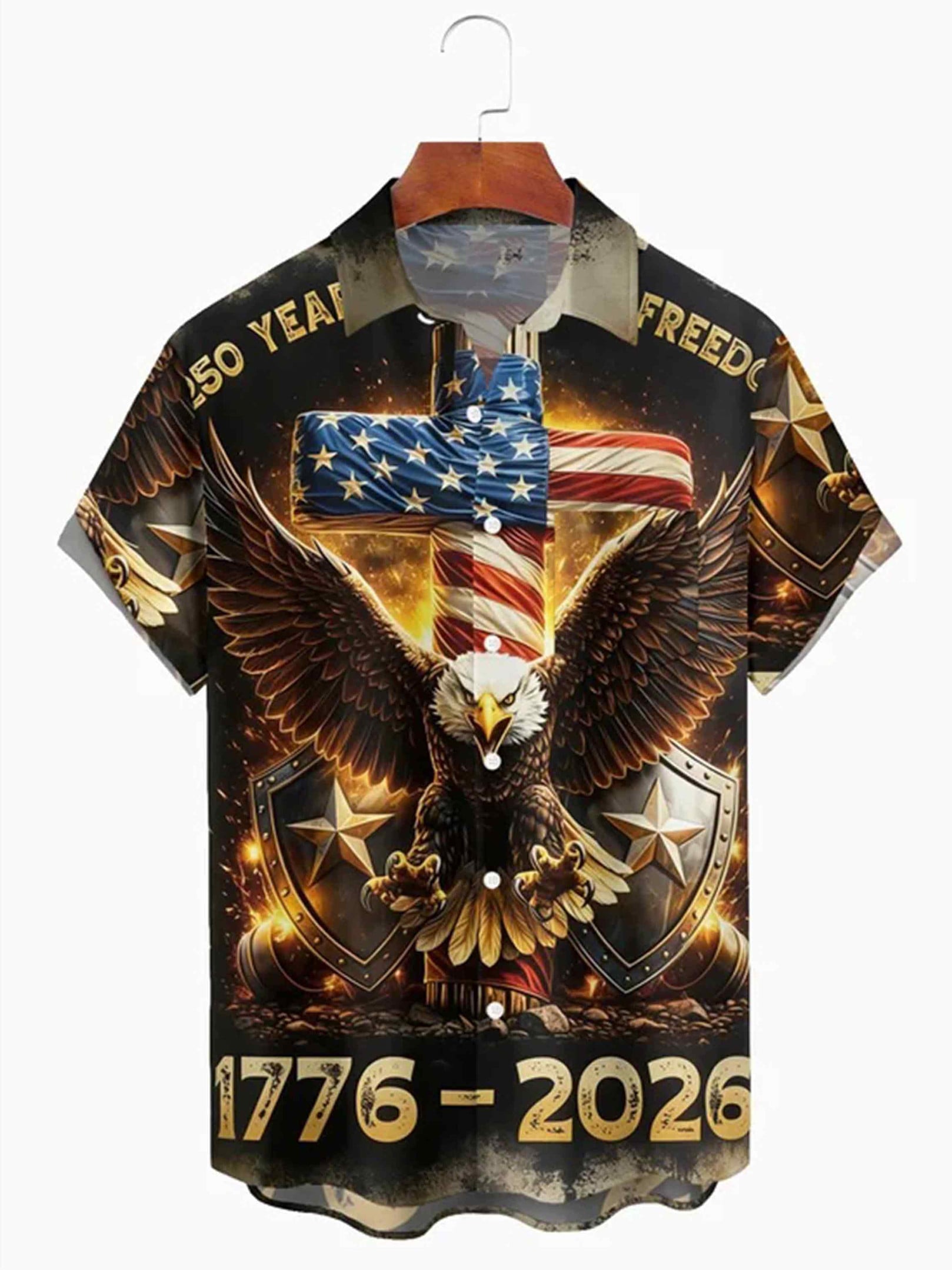 250 Years Of Freedom Button Shirt Patriotic Eagle USA Flag Apparel Gift For Patriots – Moonbestprint