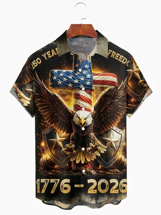250 Years Of Freedom Button Shirt Patriotic Eagle USA Flag Apparel Gift For Patriots – Moonbestprint