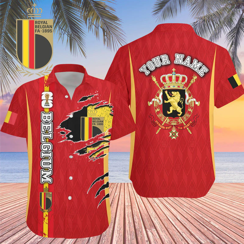 Custom Name Belgium World Cup 2026 Graphic Hawaiian Shirt for Soccer Fans – Moonbestprint