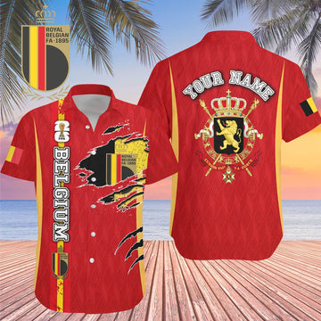 Custom Name Belgium World Cup 2026 Graphic Hawaiian Shirt for Soccer Fans – Moonbestprint