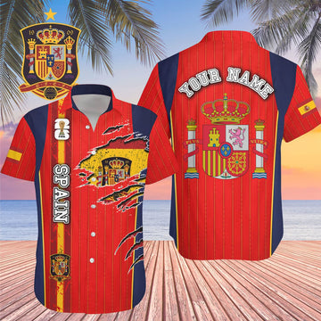 Custom Name Spain World Cup 2026 Graphic Hawaiian Shirt for Soccer Fans – Moonbestprint