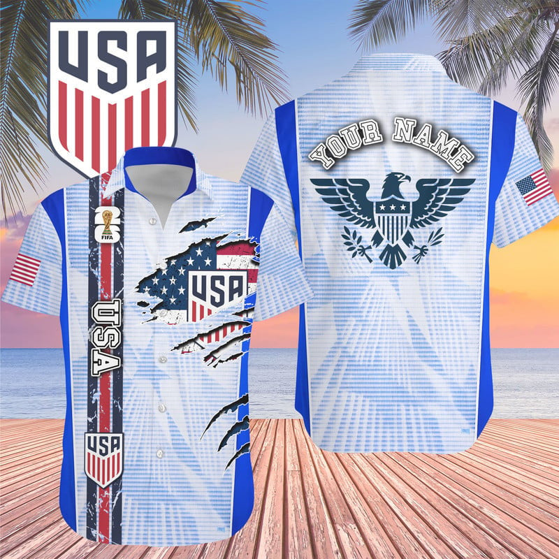 Custom Name USA World Cup 2026 Graphic Hawaiian Shirt for Soccer Fans – Moonbestprint