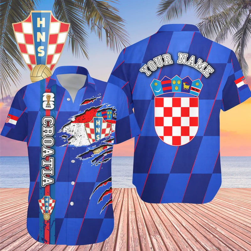 Custom Name Croatia World Cup 2026 Graphic Hawaiian Shirt for Soccer Fans – Moonbestprint