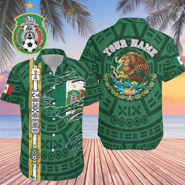 Custom Name Mexico World Cup 2026 Graphic Hawaiian Shirt for Soccer Fans – Moonbestprint