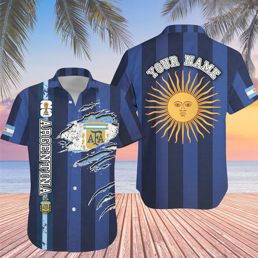 Custom Name Argentina World Cup 2026 Graphic Hawaiian Shirt for Soccer Fans – Moonbestprint