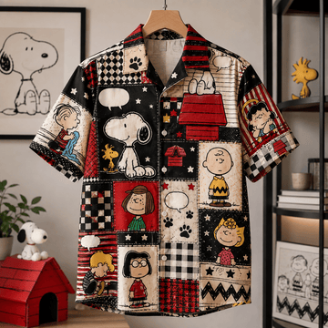 Snoopy Midnight Patchwork Hawaiian Shirt