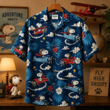 Snoopy Flying Ace Tropical Adventure Hawaiian Shirt
