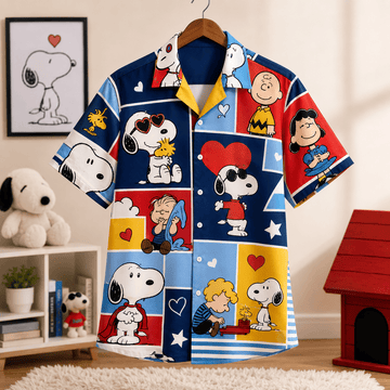 Snoopy & Friends Love Patchwork Hawaiian Shirt