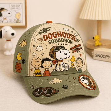 Snoopy Doghouse Squadron Vintage Aviator Cap