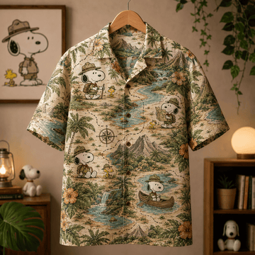 Snoopy Tropical Explorer Adventure Hawaiian Shirt