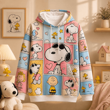 Snoopy & Friends Pastel Love Comic 3D Hoodie