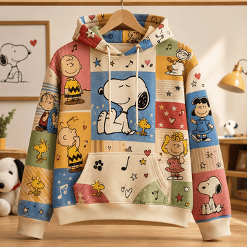 Snoopy & Friends Patchwork Joy 3D AOP Hoodie