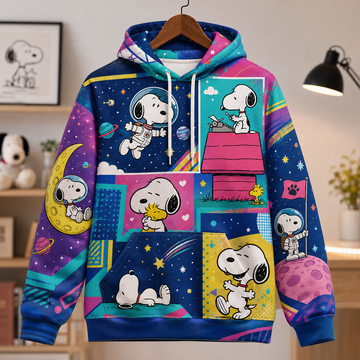 Snoopy Cosmic Adventure Patchwork 3D Hoodie