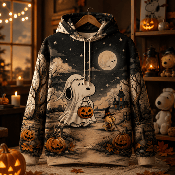 Snoopy Ghostly Halloween Night 3D AOP Hoodie