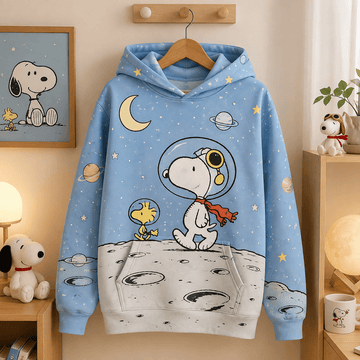 Snoopy & Woodstock Moonwalk Adventure 3D All Over Print Hoodie