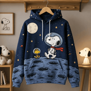 Snoopy & Woodstock Midnight Moonwalk 3D All Over Print Hoodie