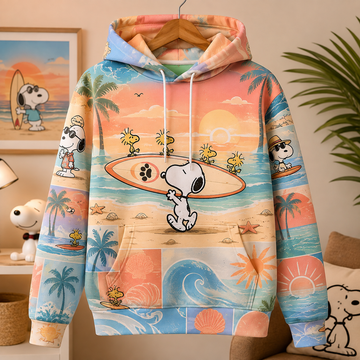 Snoopy Sunset Surf Adventure 3D AOP Hoodie