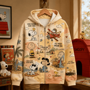 Snoopy Good Times & Happy Memories 3D Zip Hoodie