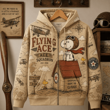 Snoopy Skybound Doghouse Squadron 3D Zip Hoodie