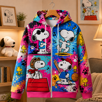 Snoopy Electric Playground 3D Zip Hoodie