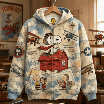 Snoopy Sky Patrol Heritage 3D Zip Hoodie