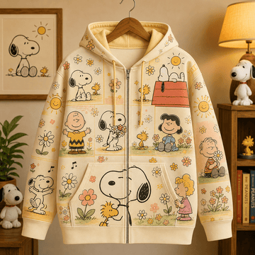 Snoopy Sunshine & Flowers 3D Zip Hoodie