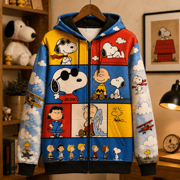 Snoopy Comic Sky Adventures 3D Zip Hoodie