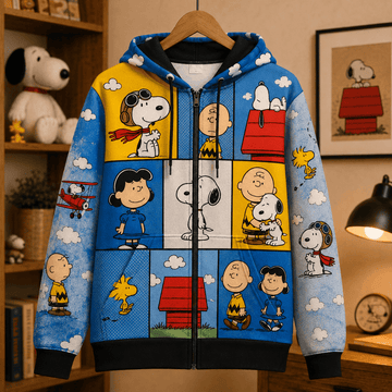 Snoopy Blue Skies Friendship 3D Zip Hoodie
