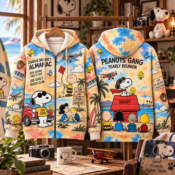 Snoopy Peanuts Gang Yearly Reunion 3D Zip Hoodie