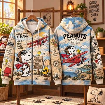 Snoopy Good Friends Higher Skies 3D Zip Hoodie