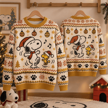 Snoopy & Woodstock Christmas Dance Ugly Sweater