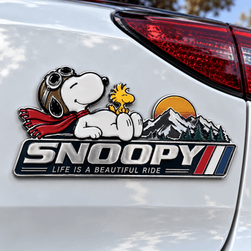 Snoopy Life Is A Beautiful Ride Car Emblem Badge