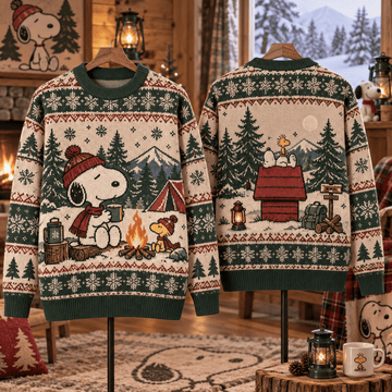 Snoopy Winter Camping Ugly Sweater