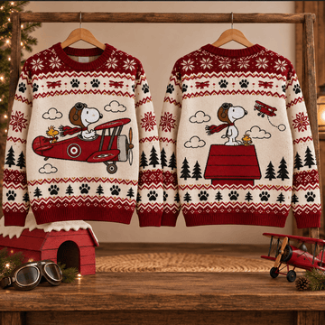 Snoopy Flying Ace Christmas Ugly Sweater