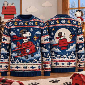 Snoopy Flying Ace Winter Adventure Ugly Sweater