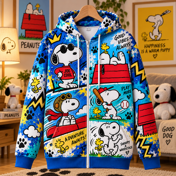 Snoopy Adventure Vibes 3D Zip Hoodie