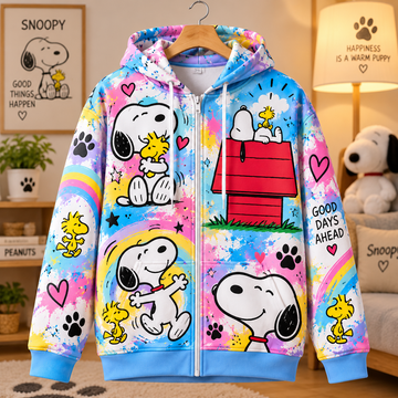 Snoopy Happy Days Pastel 3D Zip Hoodie