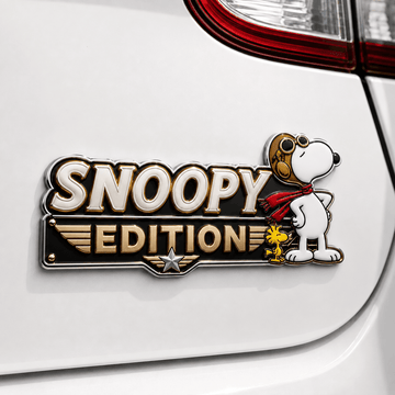 Snoopy Flying Ace & Woodstock Edition Car Emblem Badge – Black Gold Collector Version