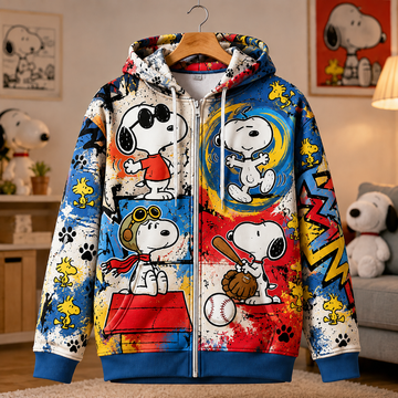 Snoopy Color Pop Graffiti 3D Zip Hoodie ��� Primary Pop Edition