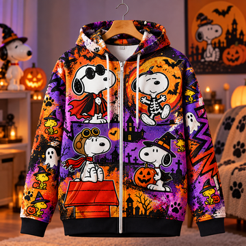 Snoopy Color Pop Graffiti 3D Zip Hoodie ��� Spooky Night Edition
