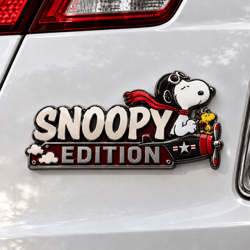 Snoopy & Woodstock Pilot Edition Car Emblem Badge – Crimson Night Version