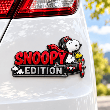 Snoopy & Woodstock Pilot Edition Car Emblem Badge – Redline Ace Version