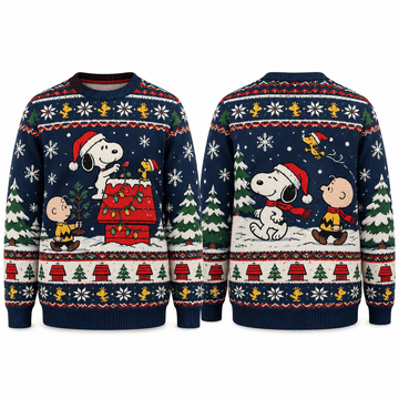 Snoopy & Charlie Brown Christmas Doghouse Ugly Sweater