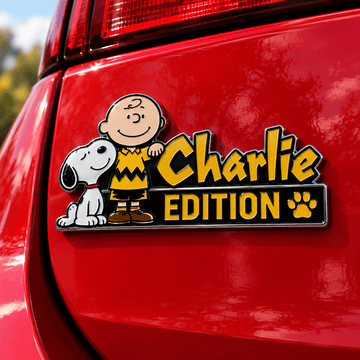 Charlie & Snoopy Best Buddies Edition Laser Engraved Car Emblem Badge