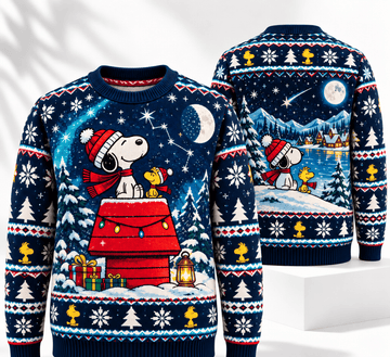 Snoopy & Woodstock Starlit Christmas Wishes Ugly Sweater