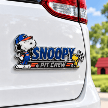 Snoopy Trackside Pit Crew Edition Laser Engraved Car Emblem Badge