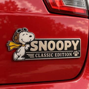 Snoopy Golden Scarf Aviator Edition Laser Engraved Car Emblem Badge